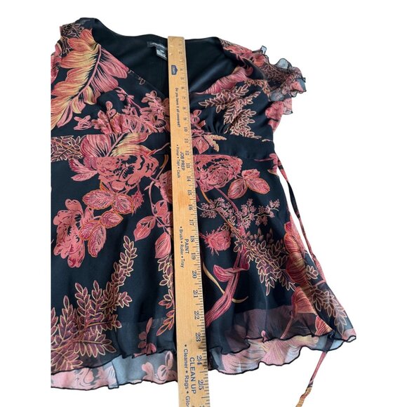 Johnathan Martin silk babydoll Floral Tie Top M  Whimsigoth Y2K Romantic fairy - Picture 4 of 11